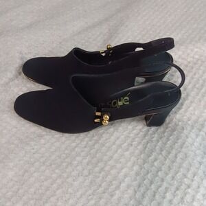 Risqué‎ Vintage Leather Suede Sling Back Heels Funky Unique 90's  Women's Size 9